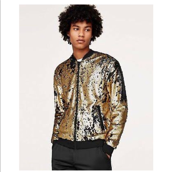 zara sequin bomber